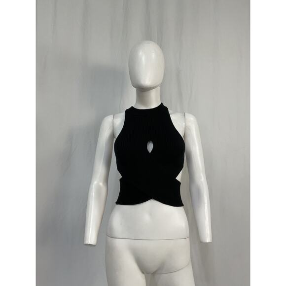 Camila Coelho 'Macadamia' Black Nylon Crossover Top Size S - Picture 2 of 4